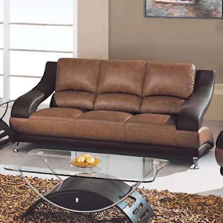 Contemporary Leather Sofa with Metal Feet